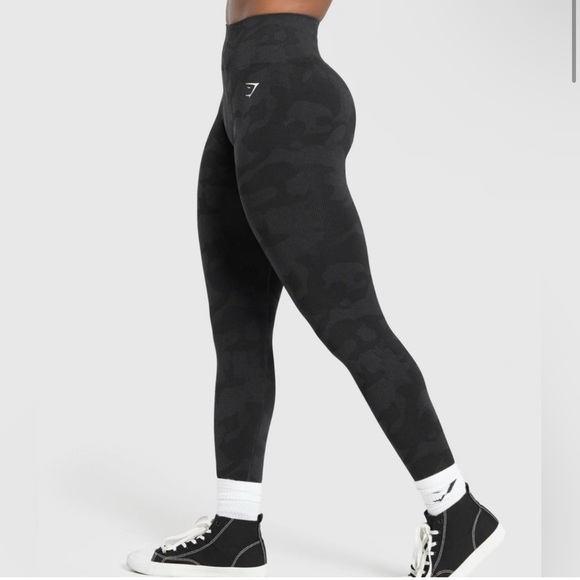 Gymshark ADAPT CAMO SEAMLESS LEGGINGS High Rise XS Black Ashphalt Grey Body Fit - Picture 1 of 10